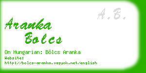 aranka bolcs business card