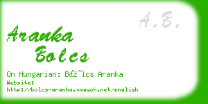 aranka bolcs business card